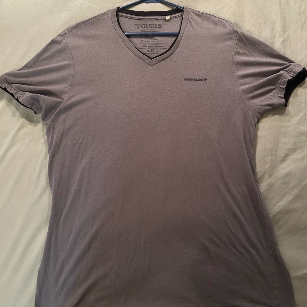 Guess Mens V Neck Shirt Short Sleeve